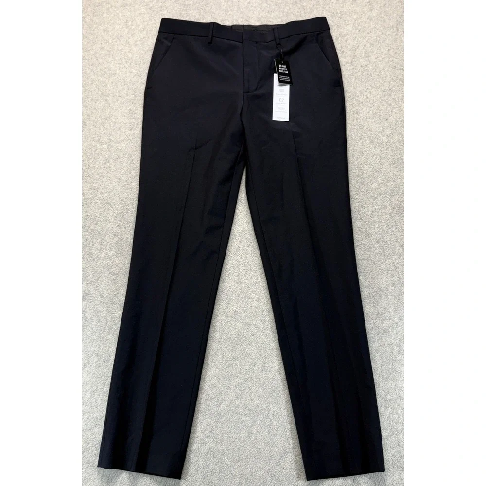 NWT Express Mens Performance Dress Pants Black Extra Slim Hyper Stretch+ 31x32